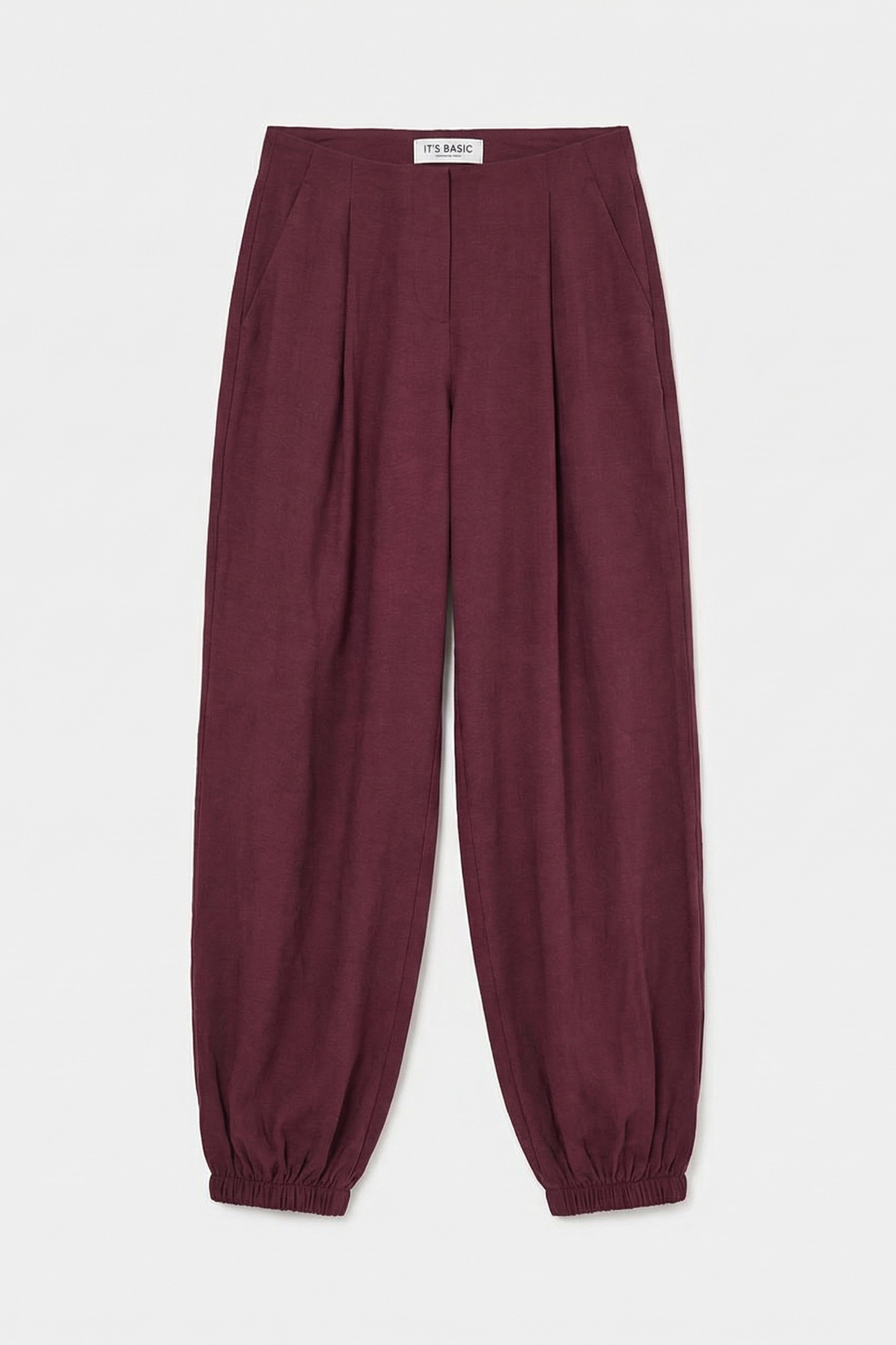 Women's Burgundy s6-35 Baggy Jogger Loose Fit Pants
