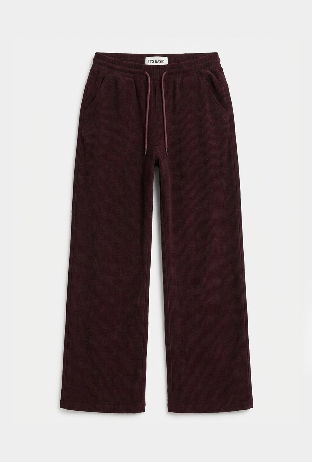 Kadın Bordo w6-35 Flare Fit İnce Fitilli Esnek Velvet Kadife Kumaş Pantolon