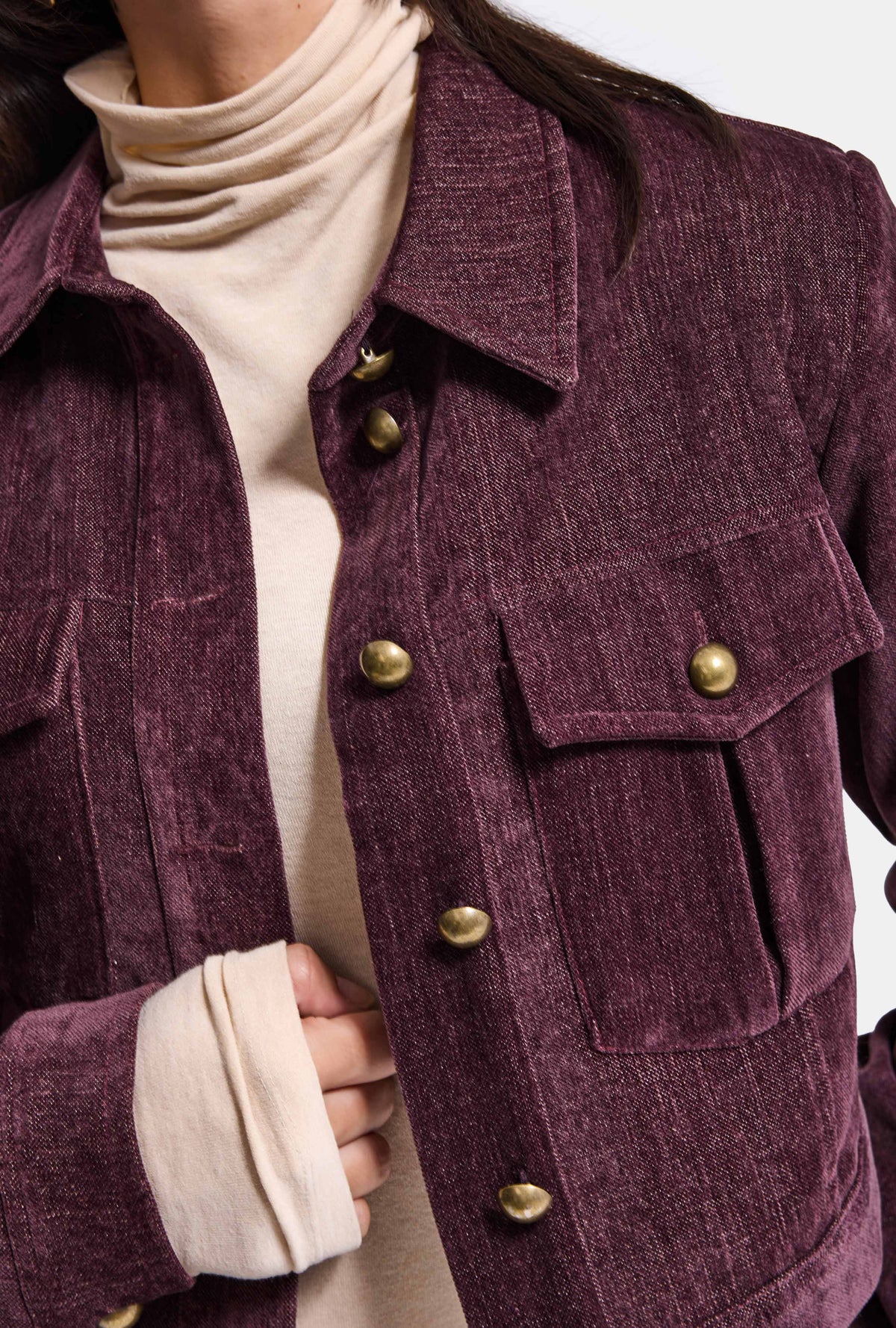 Kadın Bordo w6-52 Boxy Fit Pürüzsüz Velvet Kadife Kumaş Tasarım Ceket