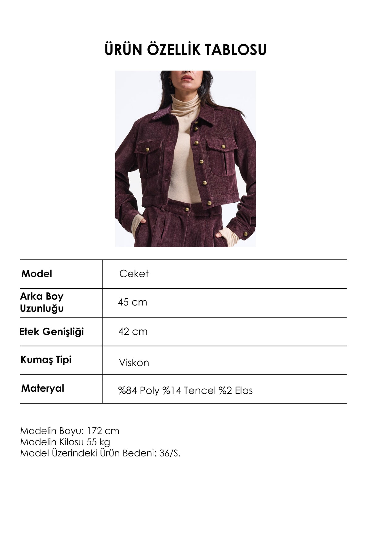 Kadın Bordo w6-52 Boxy Fit Pürüzsüz Velvet Kadife Kumaş Tasarım Ceket