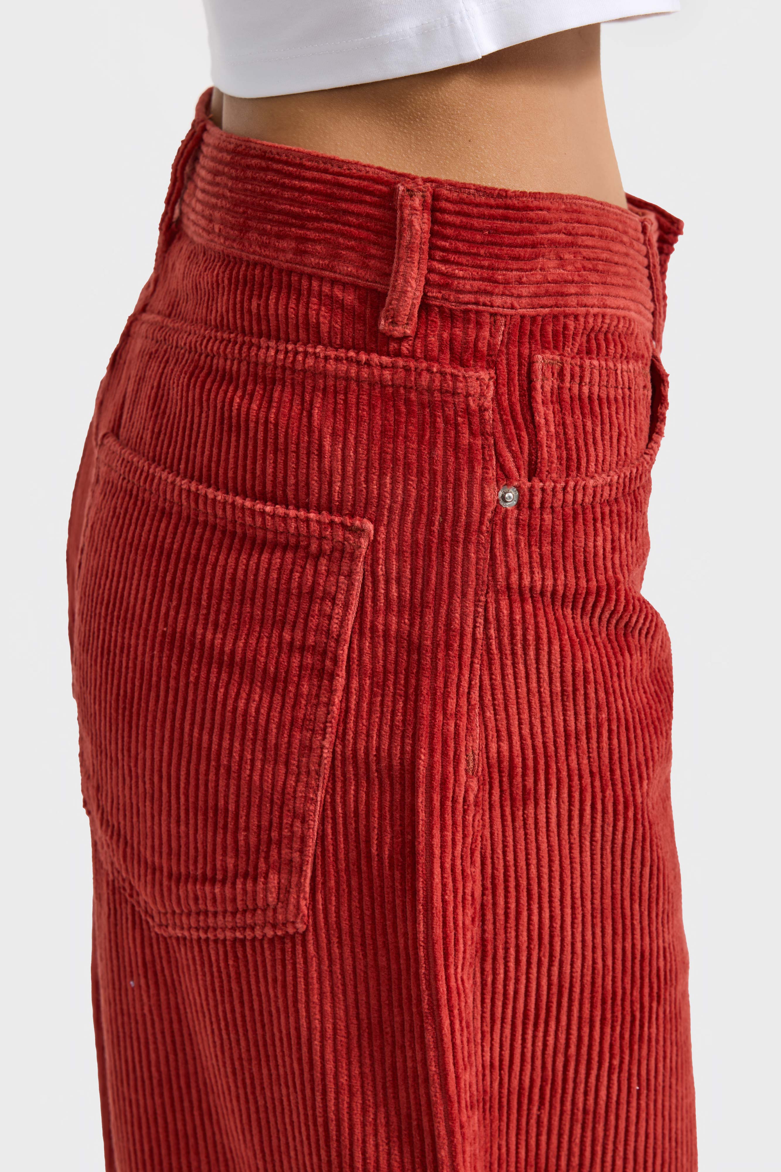 Kadın Coral Cindy 26w5-104 Skater Fit Bol Kesim Kalın Fitilli Velvet Kadife Kumaş Pantolon