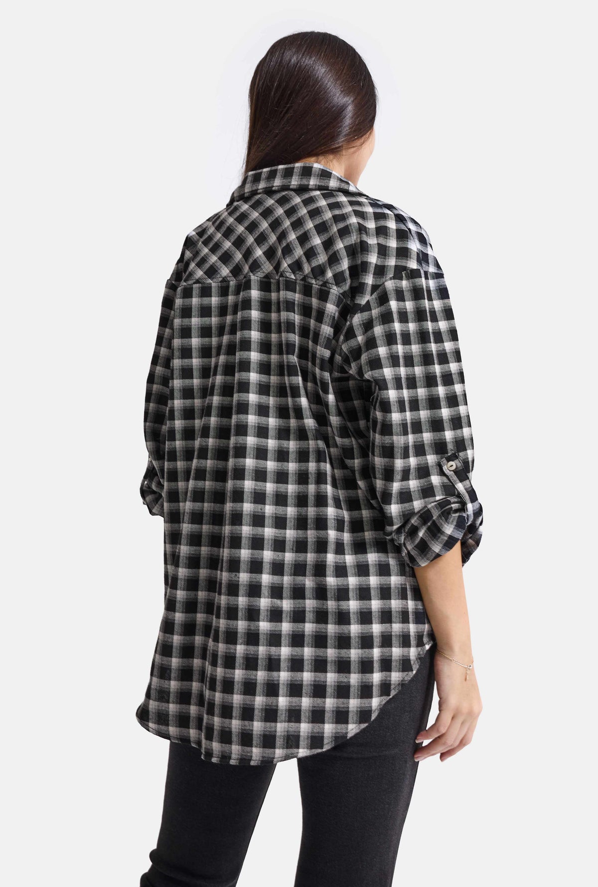 Kadın Ekose w6-67 Oversize Gömlek