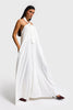 Women's Ecru Relaxed Fit Tie-Detailed Halter Neck Design Dress