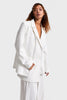 Women's Ecru Lace-Detailed Special Design Oversized Double-Breasted Fabric Jacket