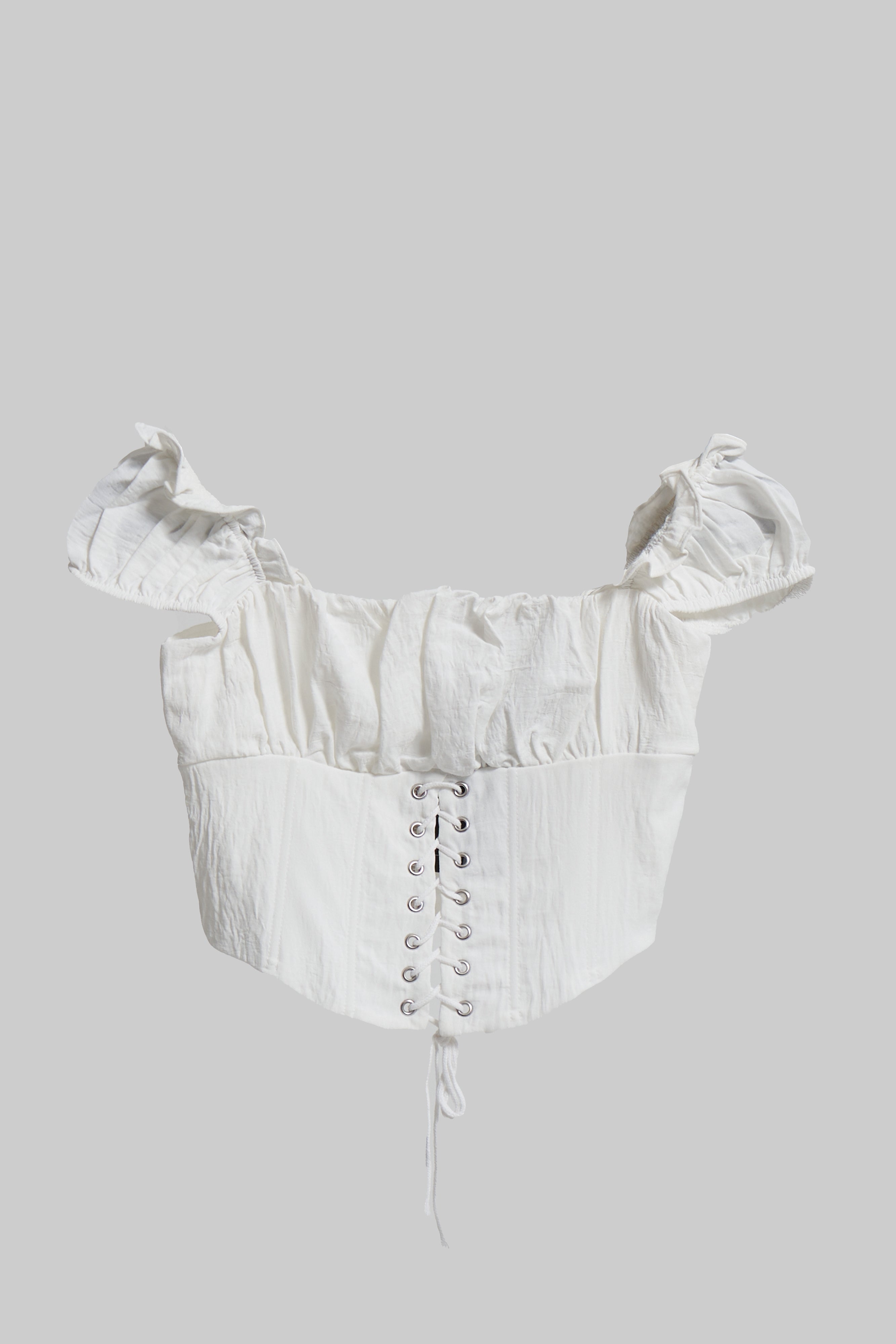 Kadın Ekru Renk Kuş Gözü Detaylı Özel Tasarım Crop Top