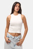 Kadın Ekru s6-101 Sıfır Kol Esnek Kumaş Crop Top