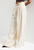 Women's Ecru Stone Color Palazzo Fit Belt Detail Viscose Fabric Design Trousers
