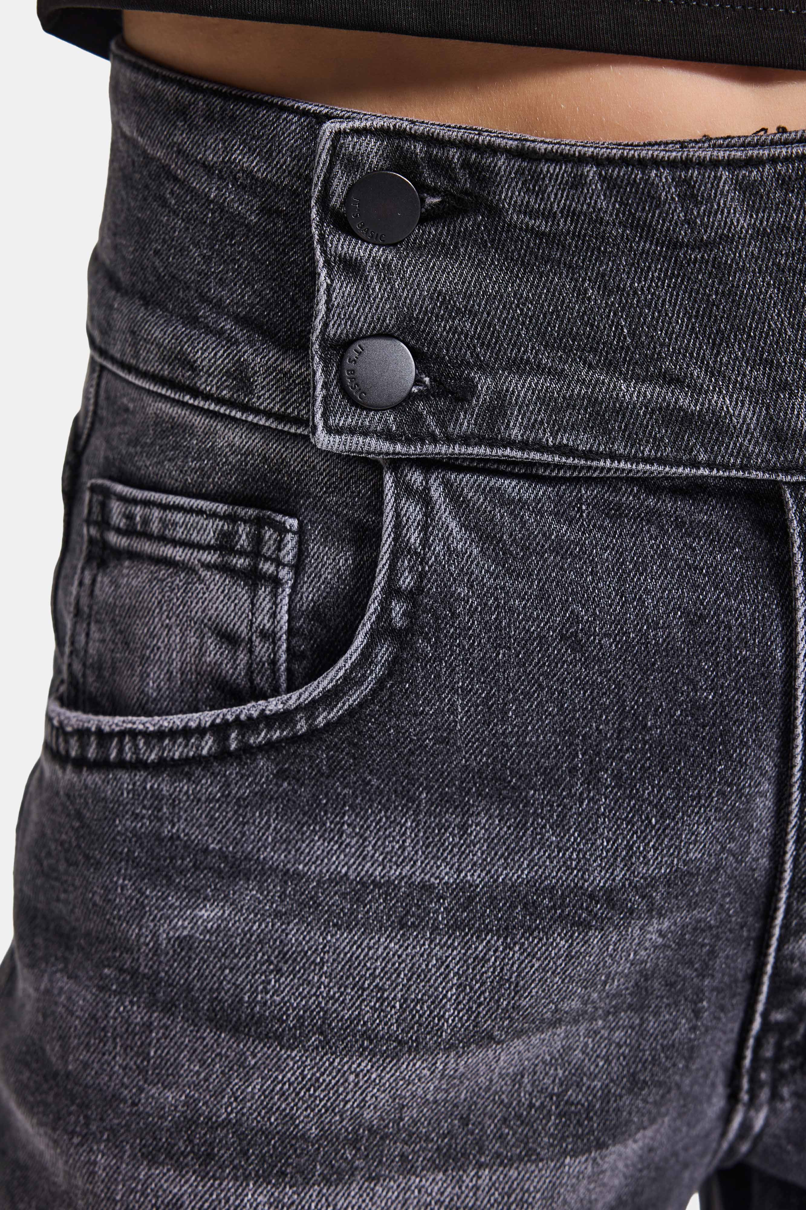 Kadın Füme 4s6-14 Palazzo Fit Kemer Detaylı Elastan Kumaş Denim Jean