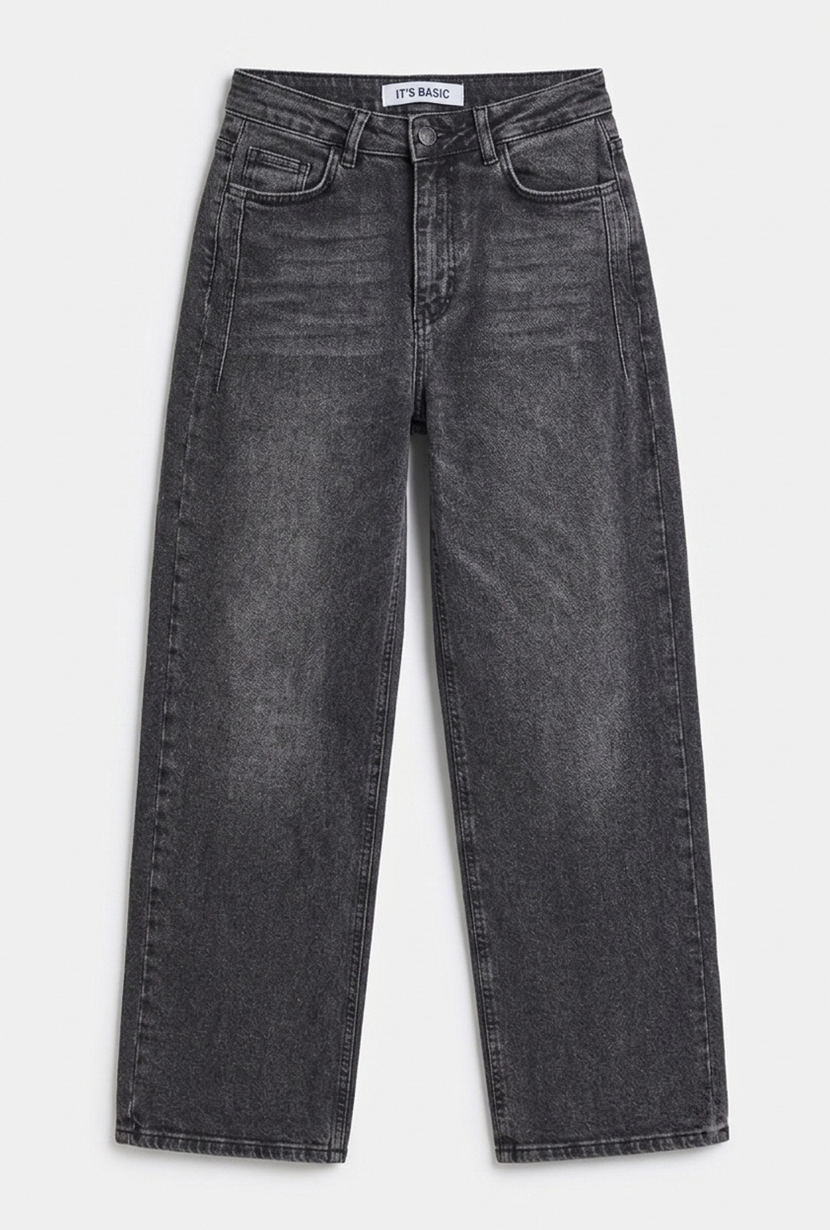 Kadın Füme 4w6-14 Wide Leg Fit Esnek Kumaş Denim Jean