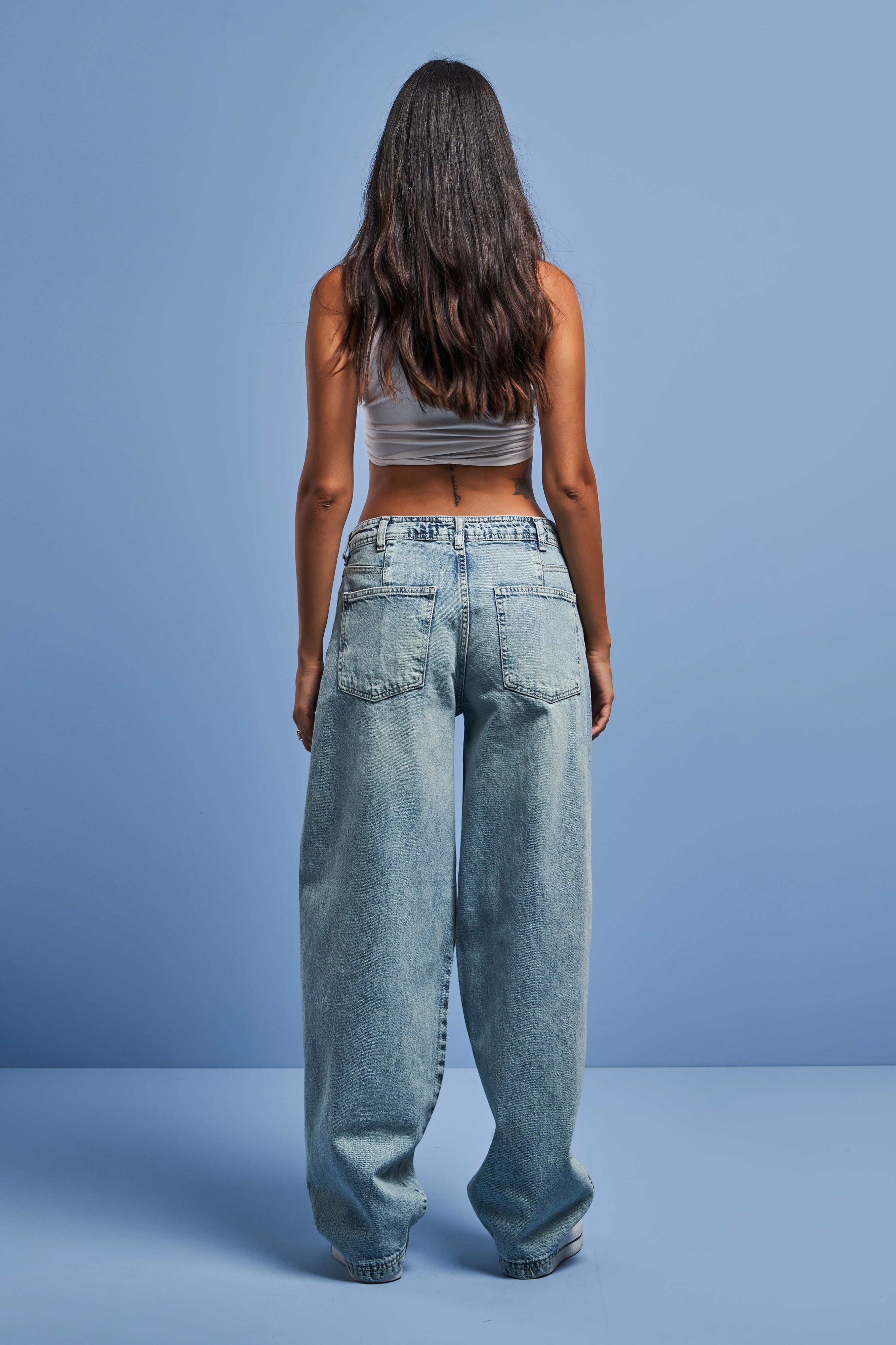 Kadın G Kot Rengi Carpenter Fit Yırtık Detaylı Denim