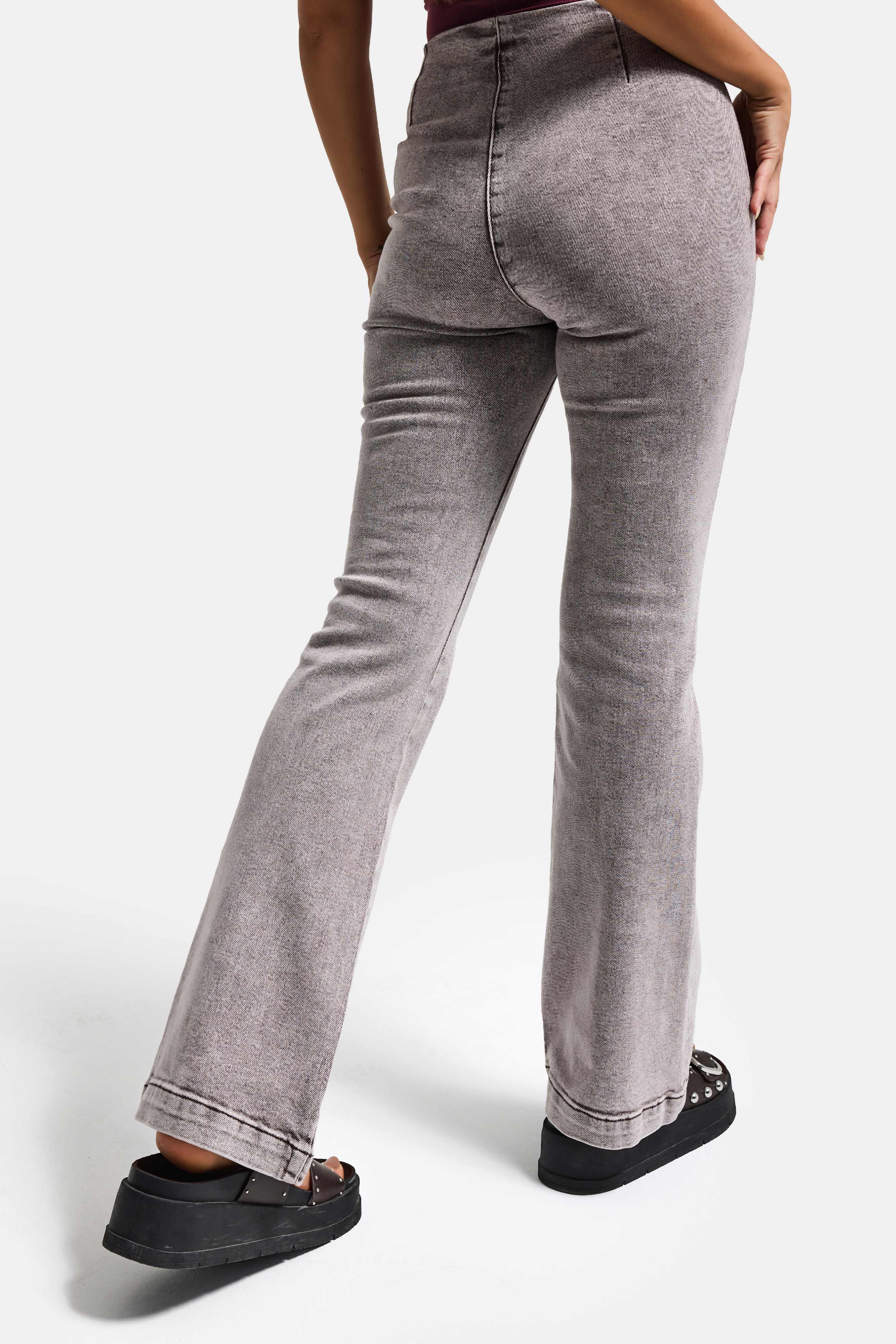 Kadın Gri 3s6-158 Flare Fit Esnek Kumaş Denim Jean