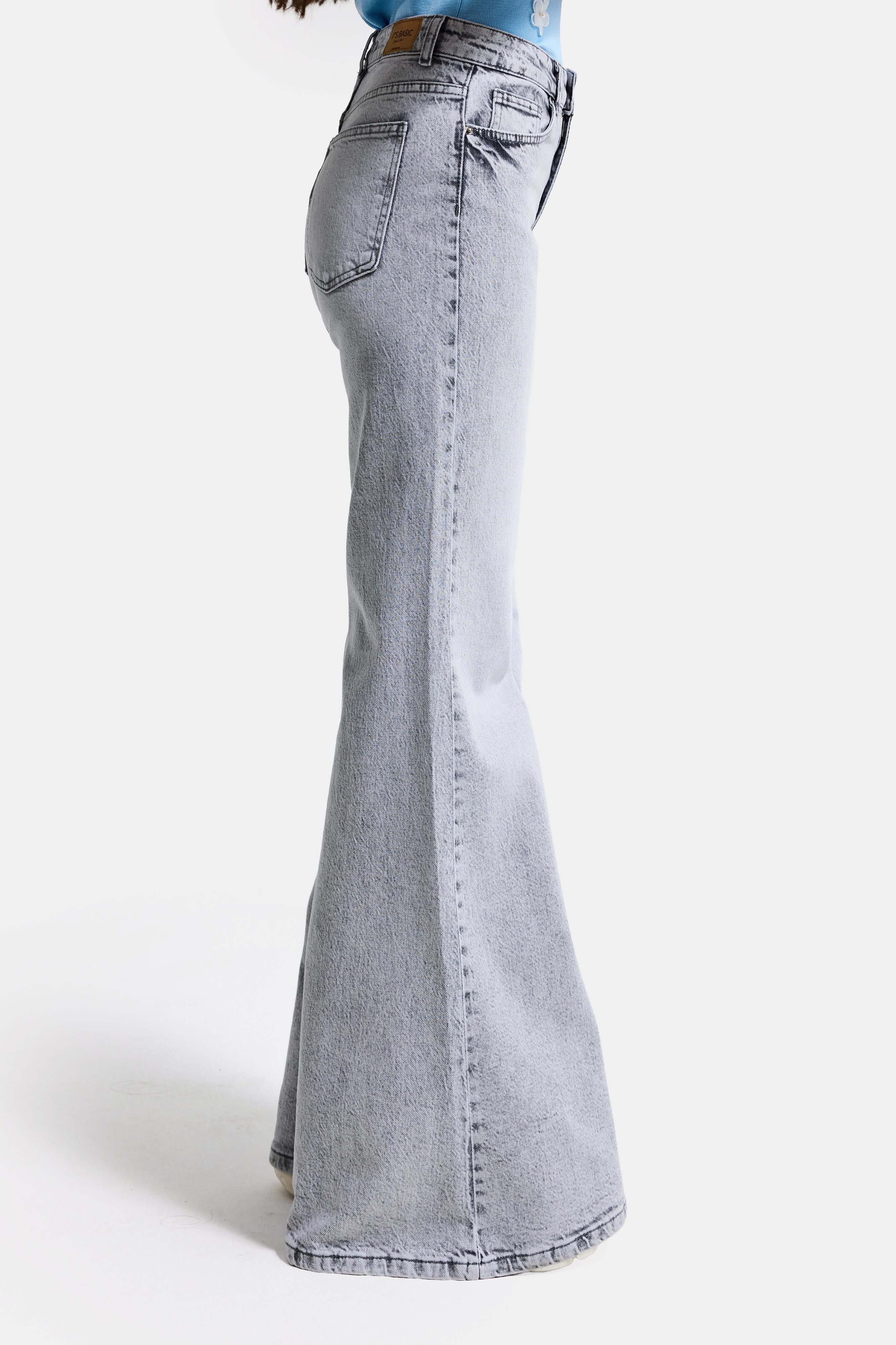 Kadın Gri 4s6-12 Flare Fit Komfort Kumaş Denim Jean