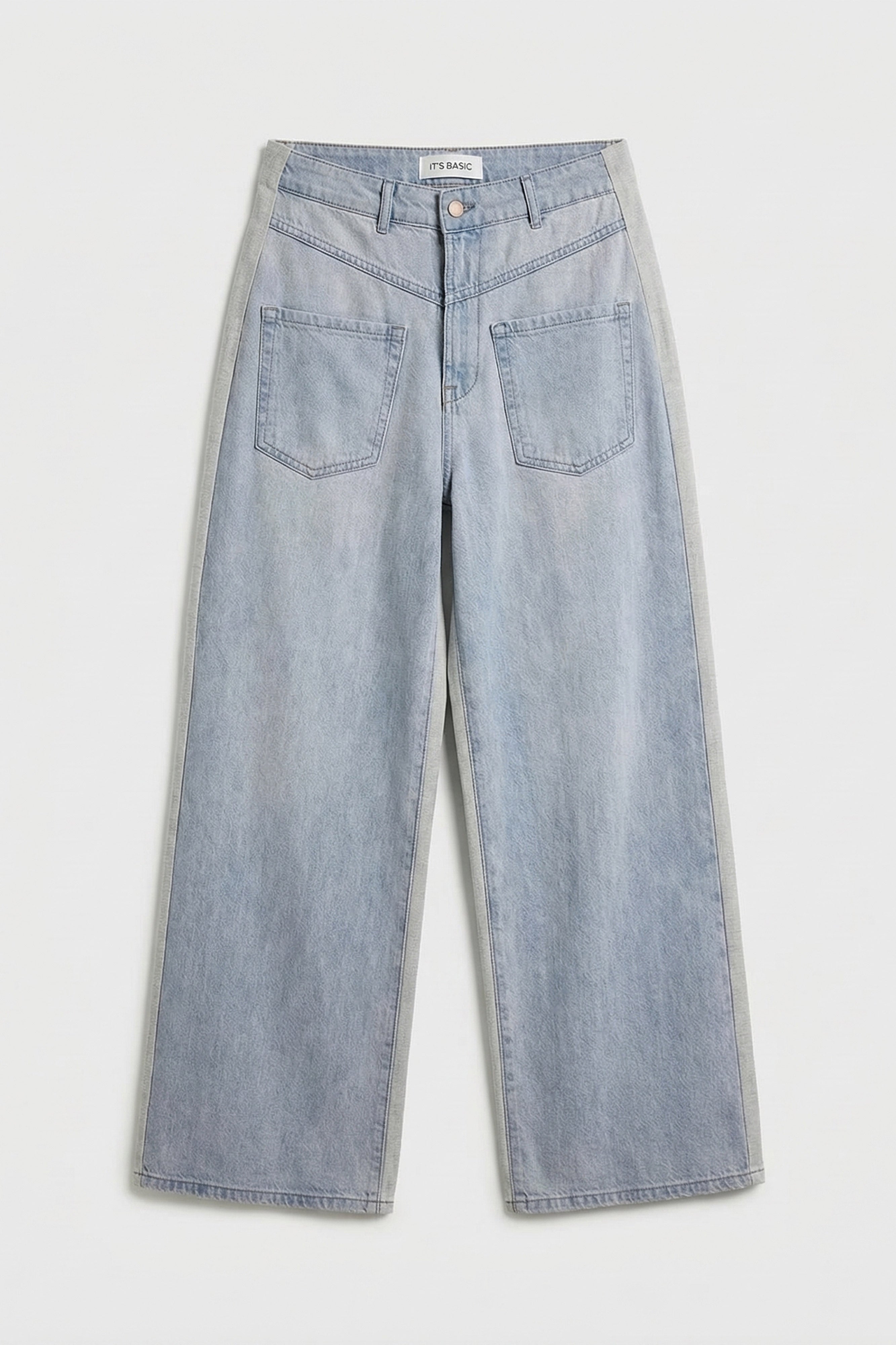 Kadın Gri Kot 2s6-89 Mega Baggy Çift Parça Önden Cepli Tasarım Denim Jean