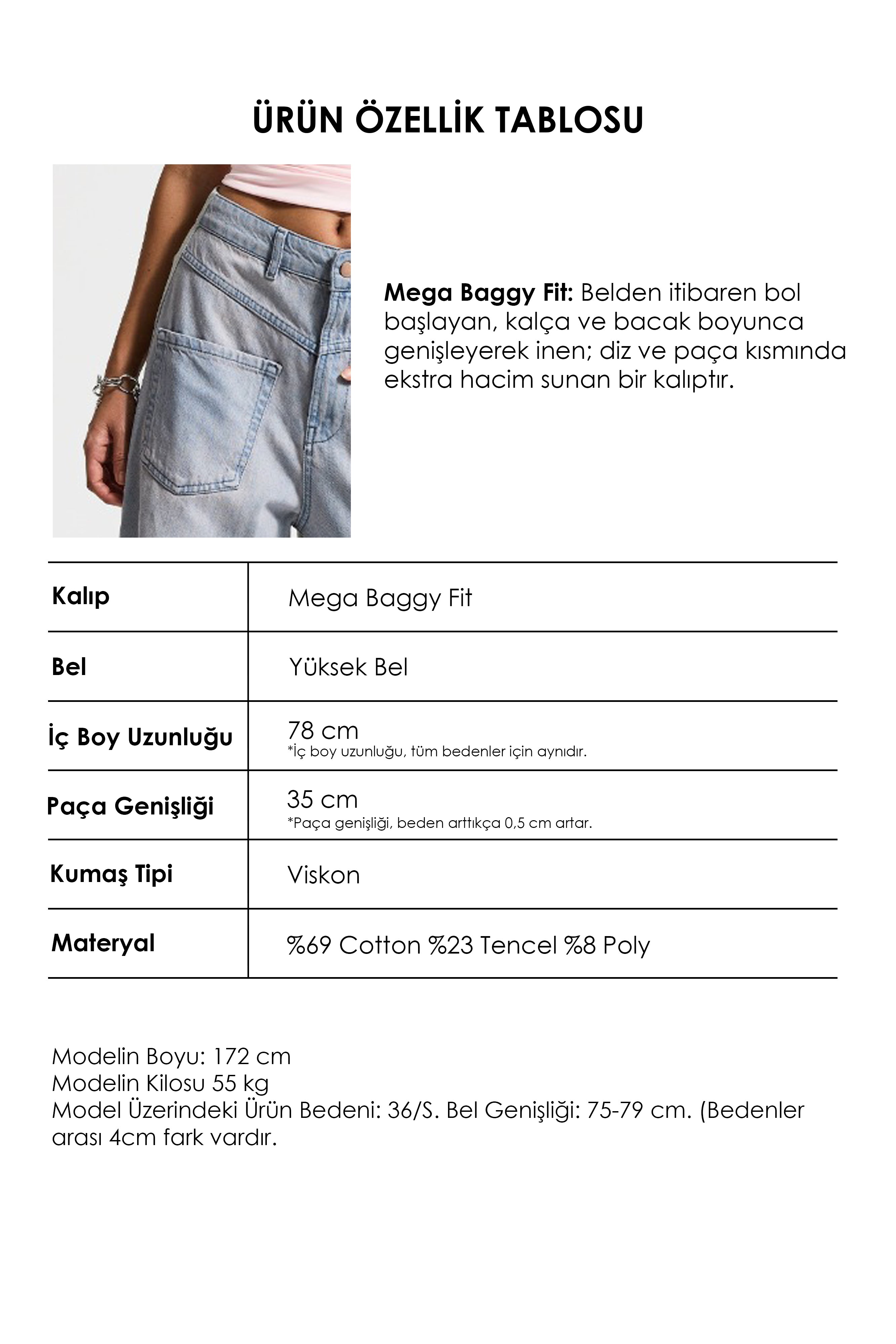 Kadın Gri Kot 2s6-89 Mega Baggy Çift Parça Önden Cepli Tasarım Denim Jean