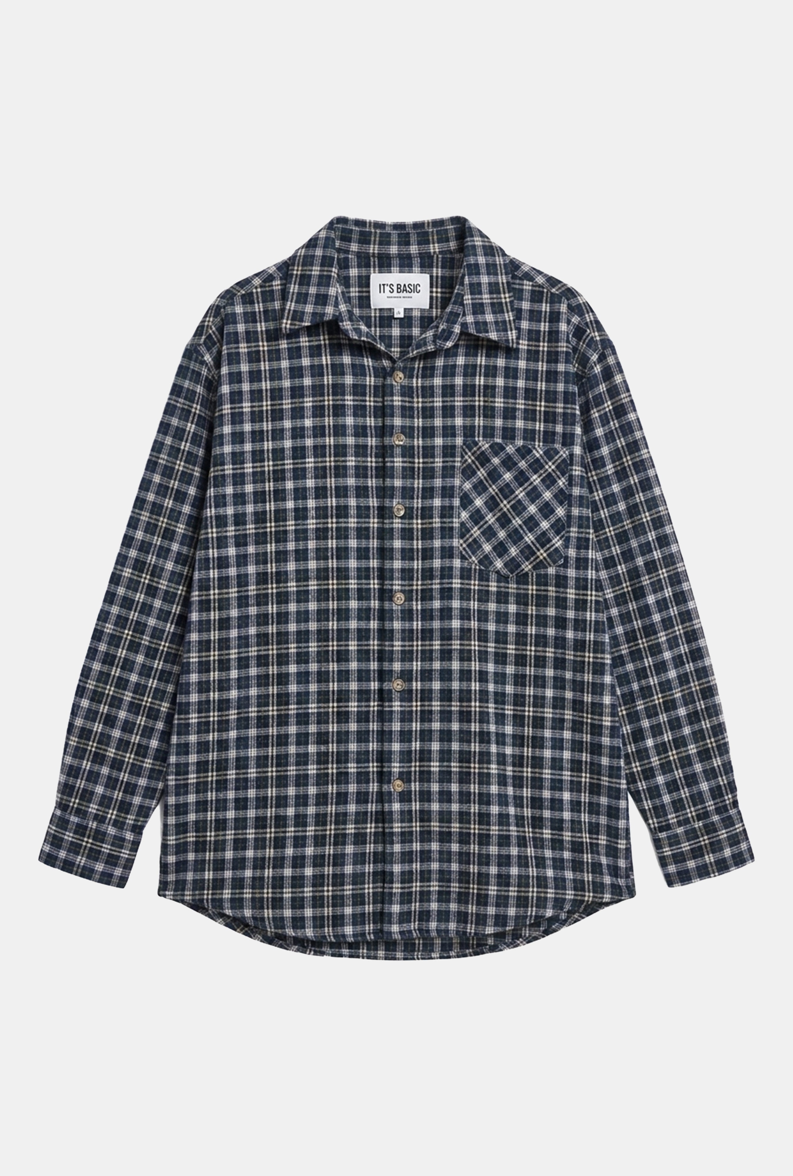 Kadın Gri Laci Ekose w6-54 Oversize Gömlek