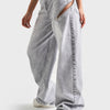 Women's Grey 4S5-12 Palazzo Fit Loose Cut 100% Cotton Zipper Detail Design Denim Jeans