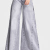 Women's Gray 4s5-12 Palazzo Fit Inseam 83cm 100% Cotton Mid-Rise Denim Jeans