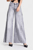 Women's Gray 4s5-12 Palazzo Fit Inseam 83cm 100% Cotton Mid-Rise Denim Jeans