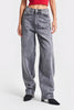 Women's Gray Color 4S5-13 Skater Fit Loose Cut Inner Length 83cm 100% Cotton Denim Jean