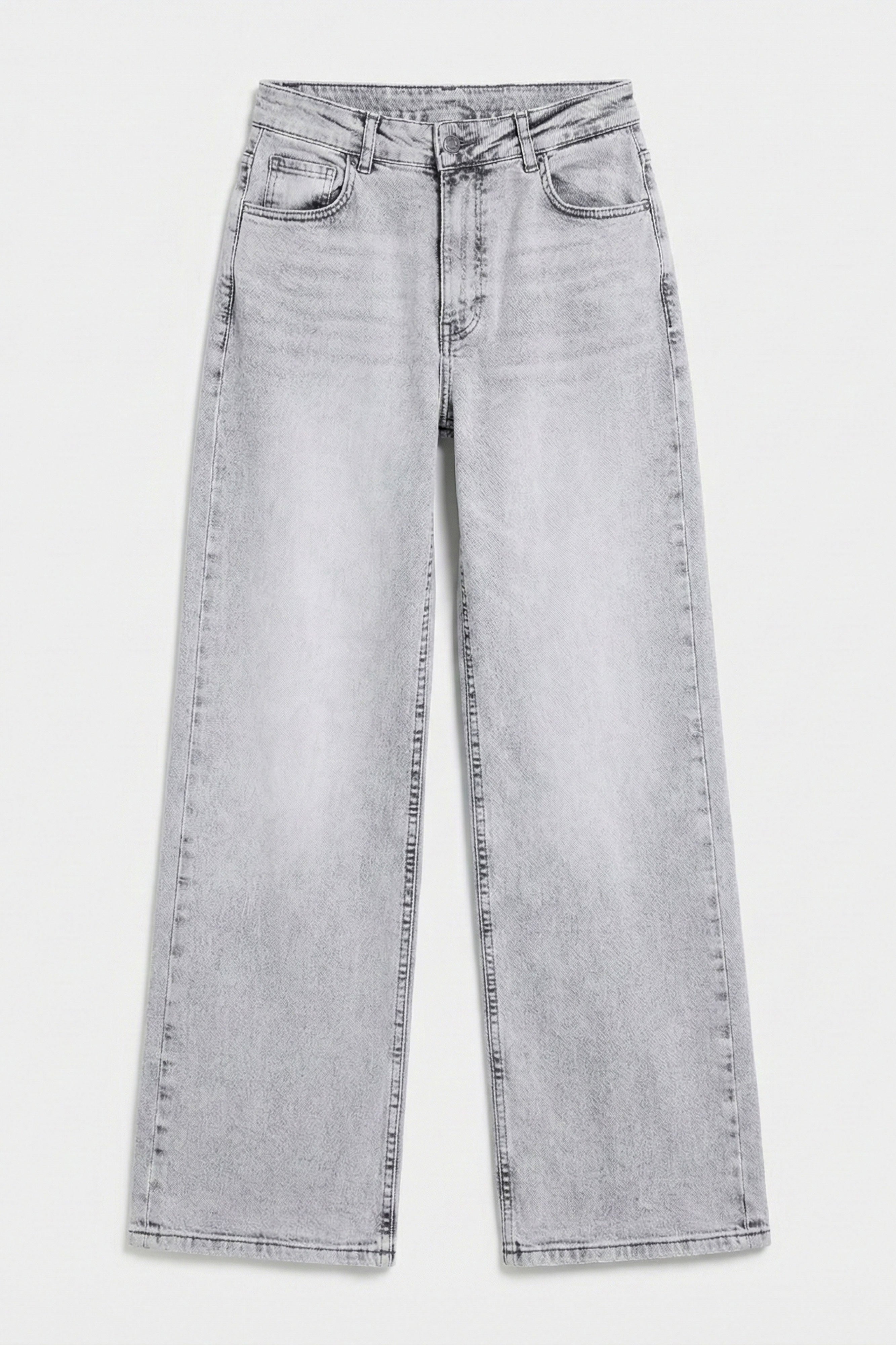 Kadın Gri Renk 4s6-12 Straight Fit Yüksek Bel Elastan Kumaş Denim Jean