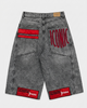 Kadın Gri Renk 4s6-13 Mega Baggy Fit Paça ve Cep Detaylı Özel Tasarım Denim Şort