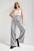 Women's Gray Color Palazzo Fit Relaxed Cut Design Fabric Trousers