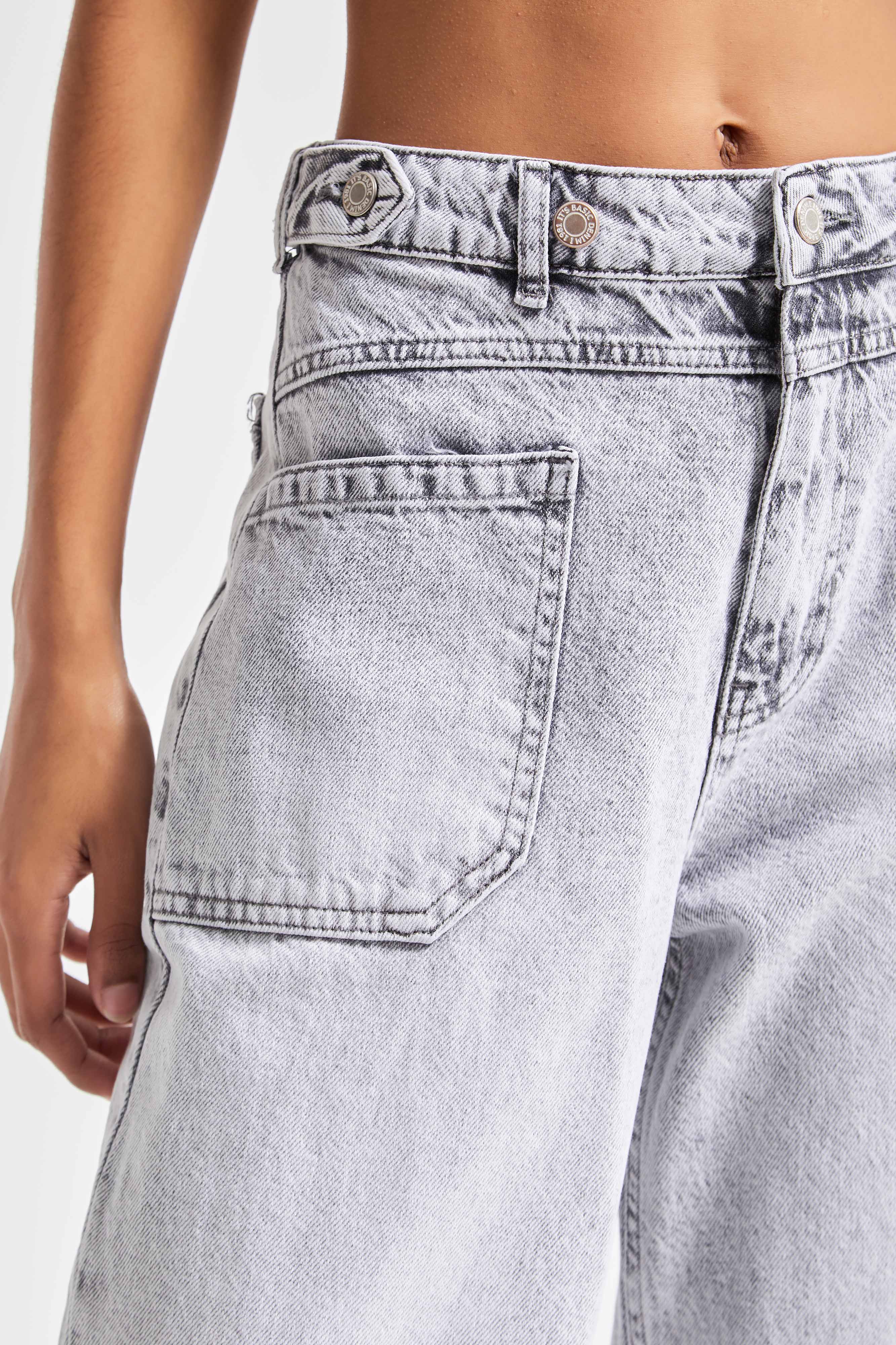 Women's Gray Color Straight Fit 100% Cotton Front Pocket Denim