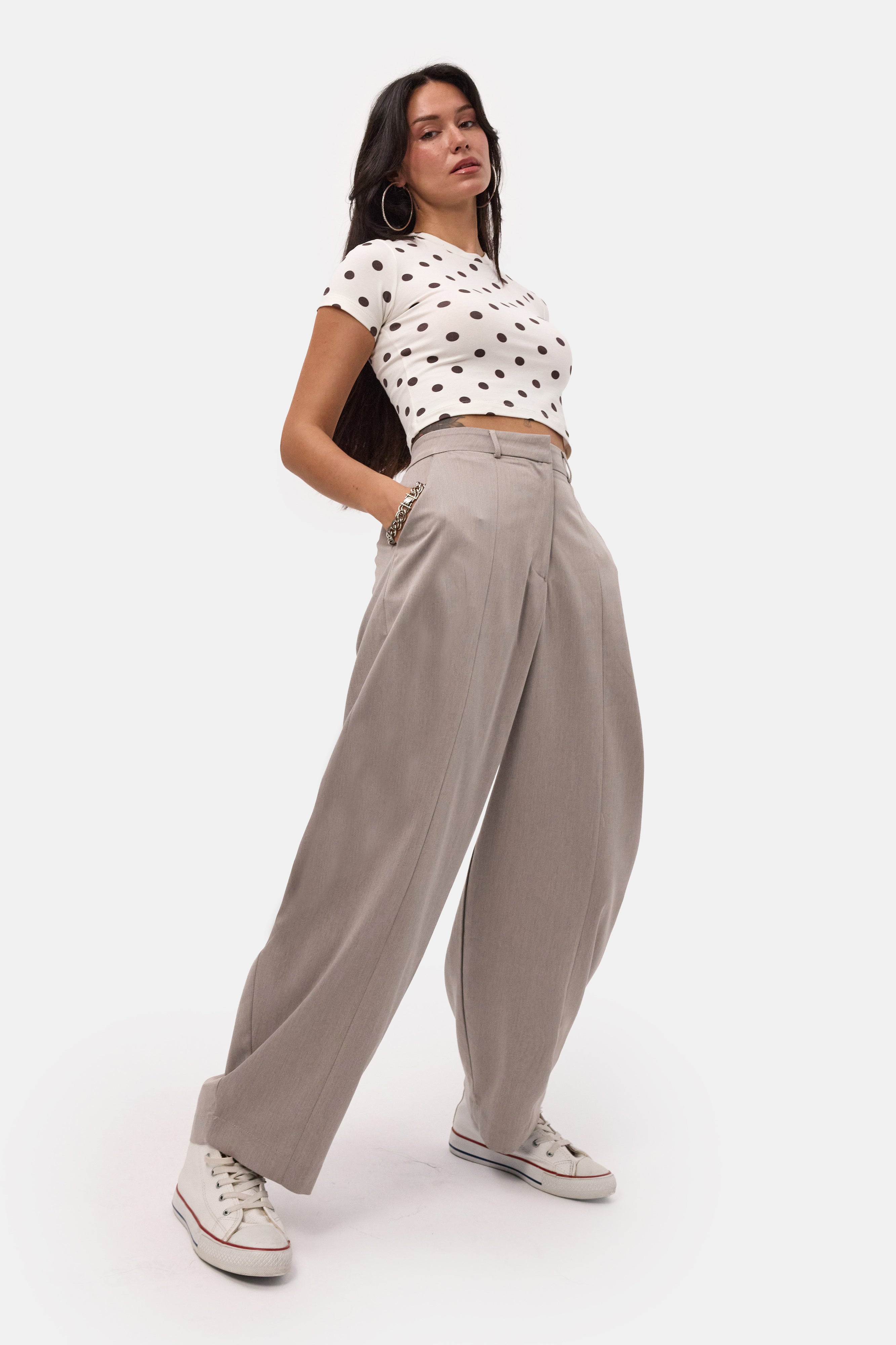 Kadın Gri s6-57 Skater Balon Fit Pantolon