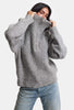 Kadın Gri w6-12 Oversize Fermuarlı Triko Kazak