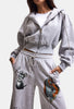 Women's Grey w6-12 Sweatshirt Tracksuit Bottoms 2-Piece Design Set