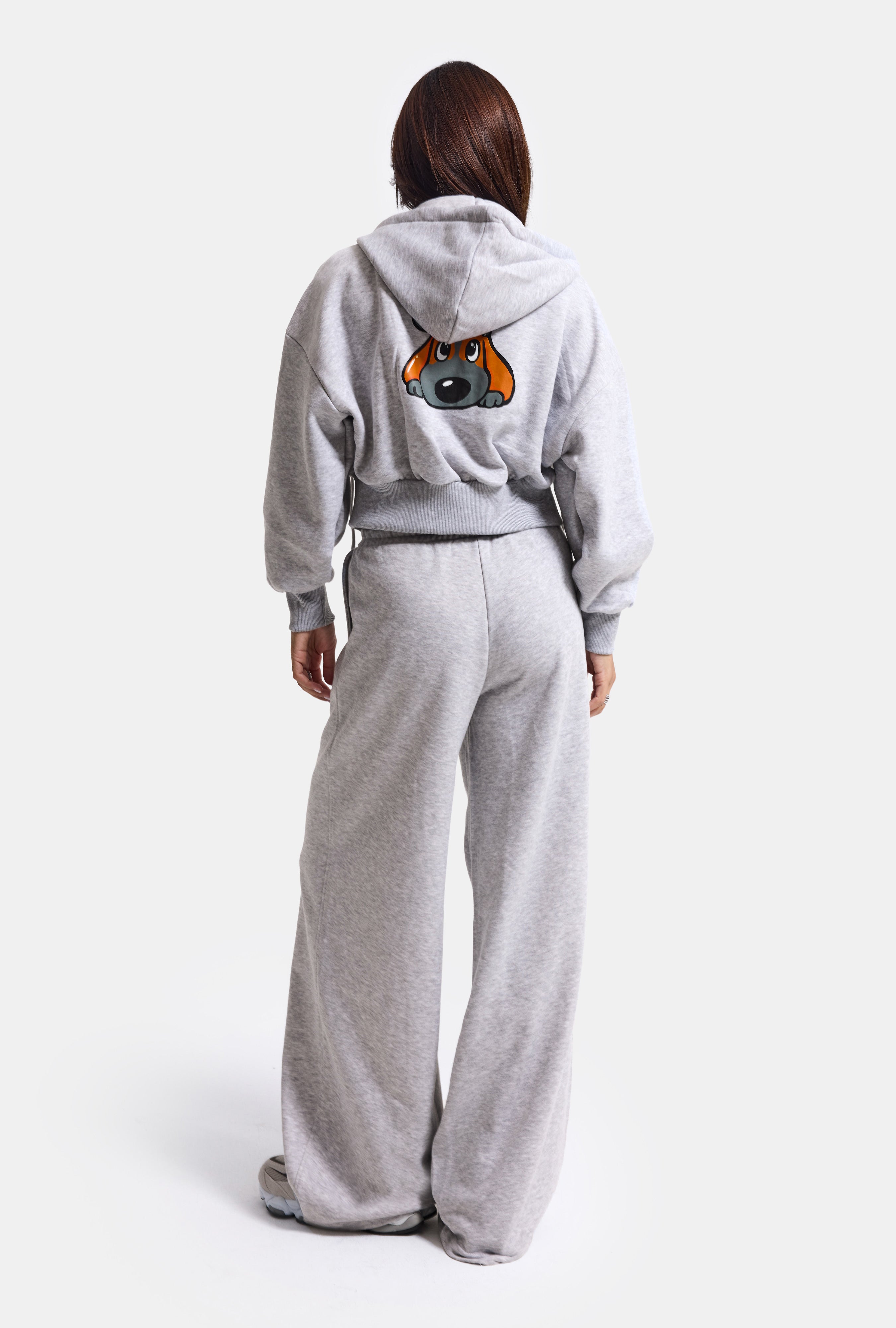 Women's Grey w6-12 Sweatshirt Tracksuit Bottoms 2-Piece Design Set