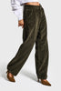 Kadın Haki Juniper 26w5-15 Skater Fit Fitilli Velvet Kadife Kumaş Pantolon