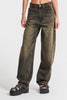 Women's Khaki Denim Juniper 4S5-86 Skater Fit Loose Fit 100% Cotton Mid Waist Denim Jeans