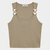 Women's Khaki s6-106 Crop Blouse with Accessory Details