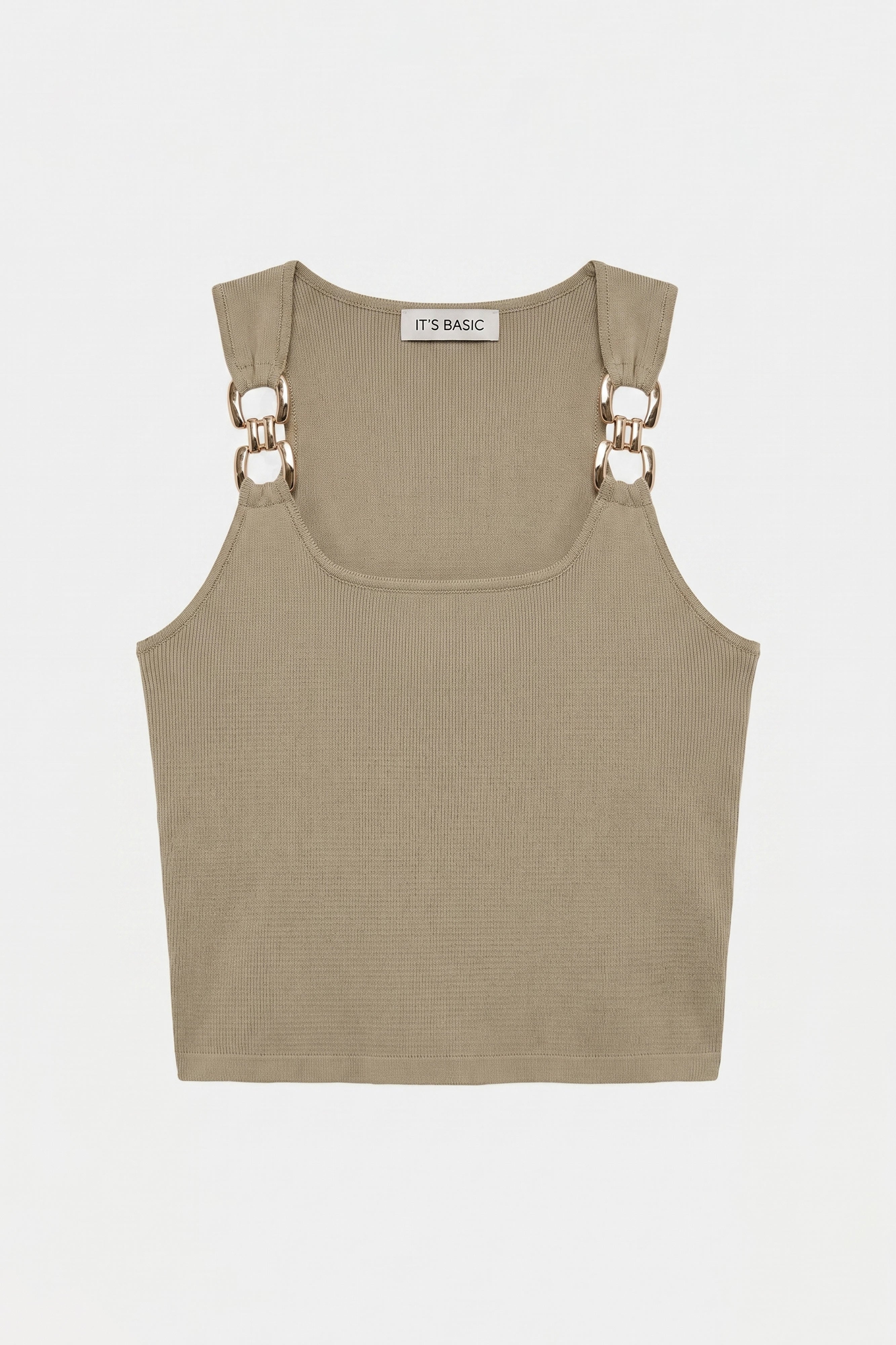 Kadın Haki s6-106 Aksesuar Detaylı Crop Bluz