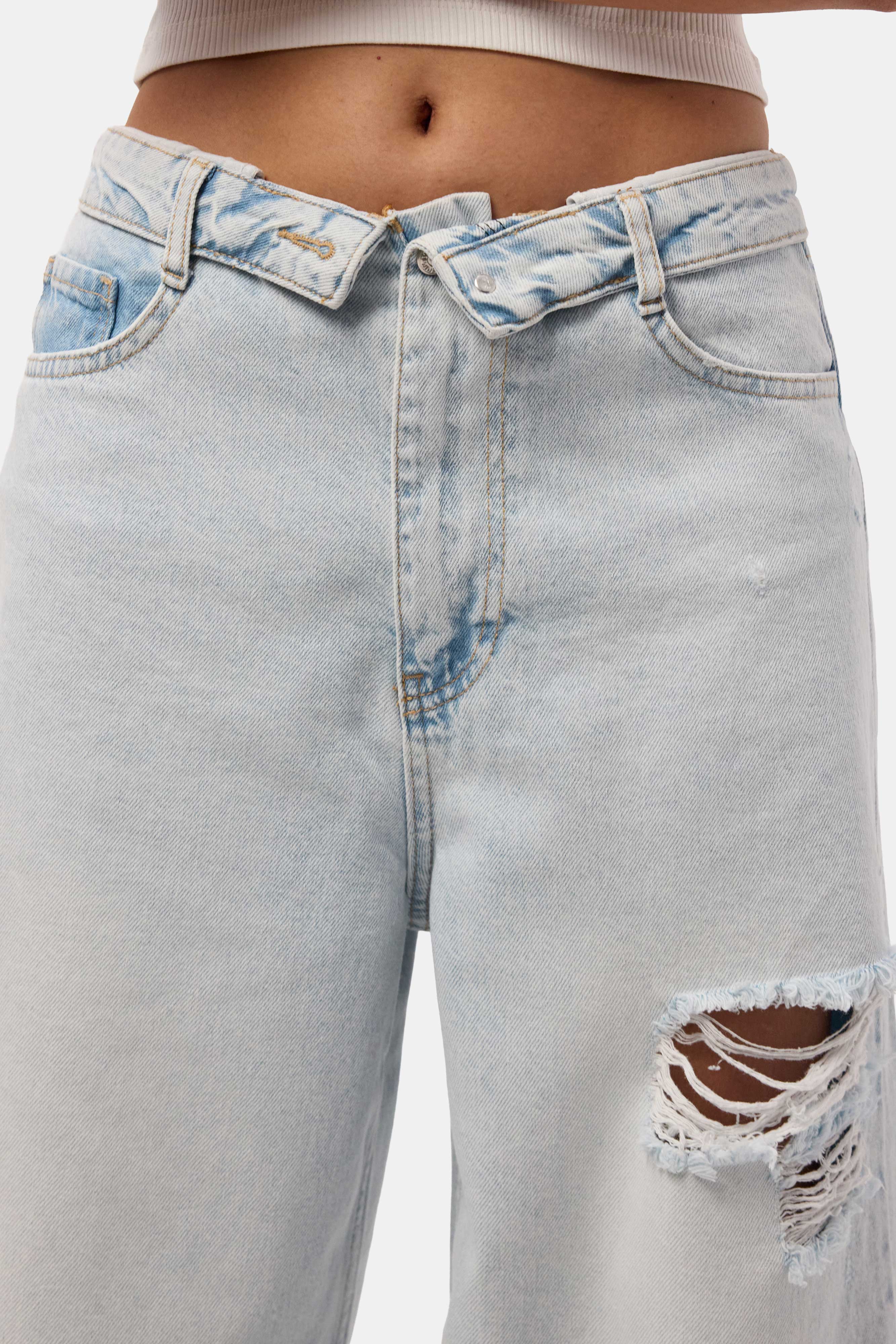 Kadın Ice 12s6-100 Straight Fit Kemer Detaylı Özel Tasarım Denim Jean