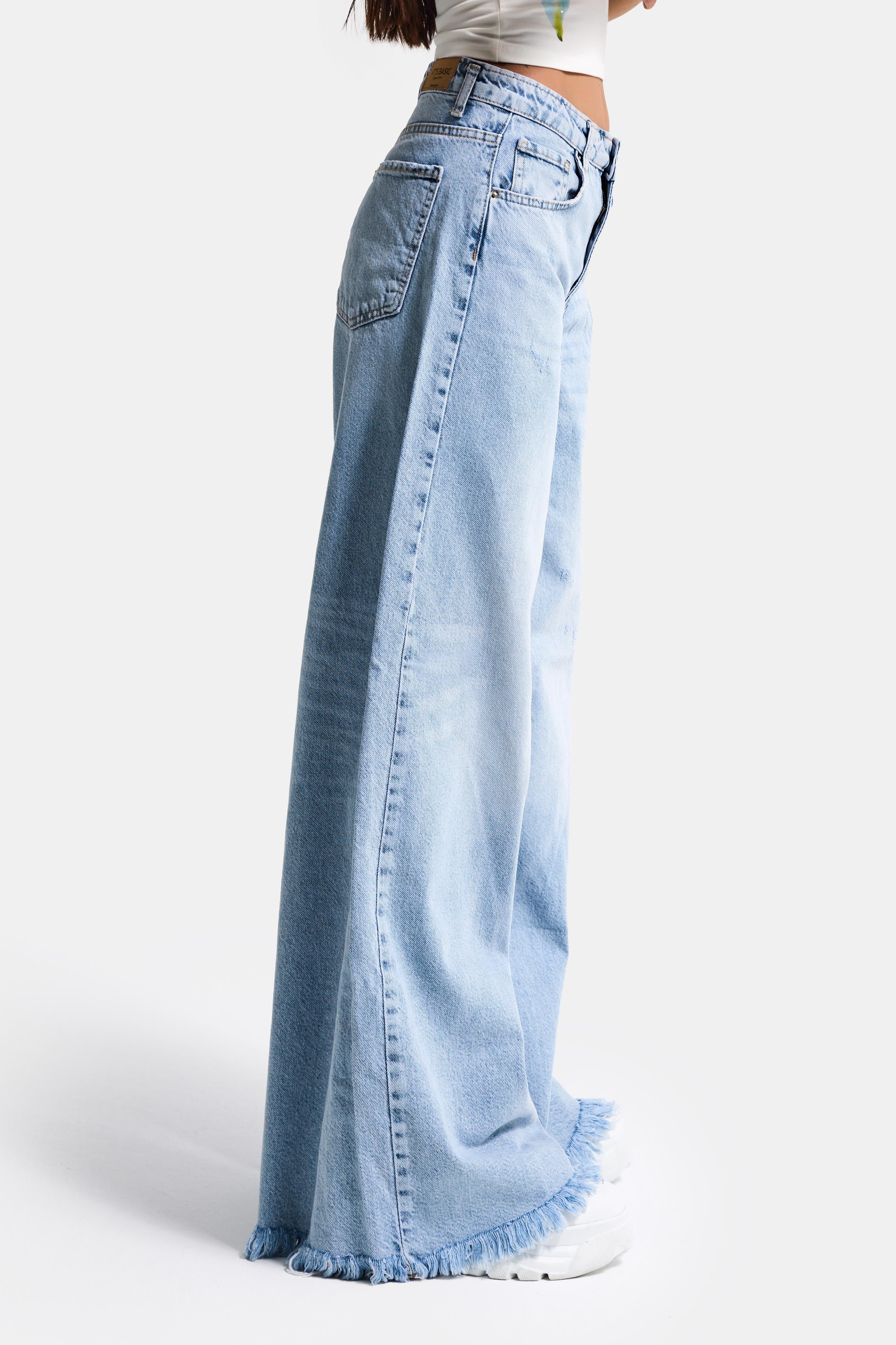 Kadın Ice 12s6-27 Palazzo Fit Bol Kesim %100 Koton Denim Jean