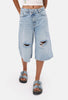 Kadın Ice 12s6-3 Kemer Detaylı Maxi Denim Bermuda Jort