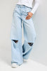 Kadın Ice 12s6-3 Palazzo Fit Yırtık Detaylı Tasarım Denim Jean