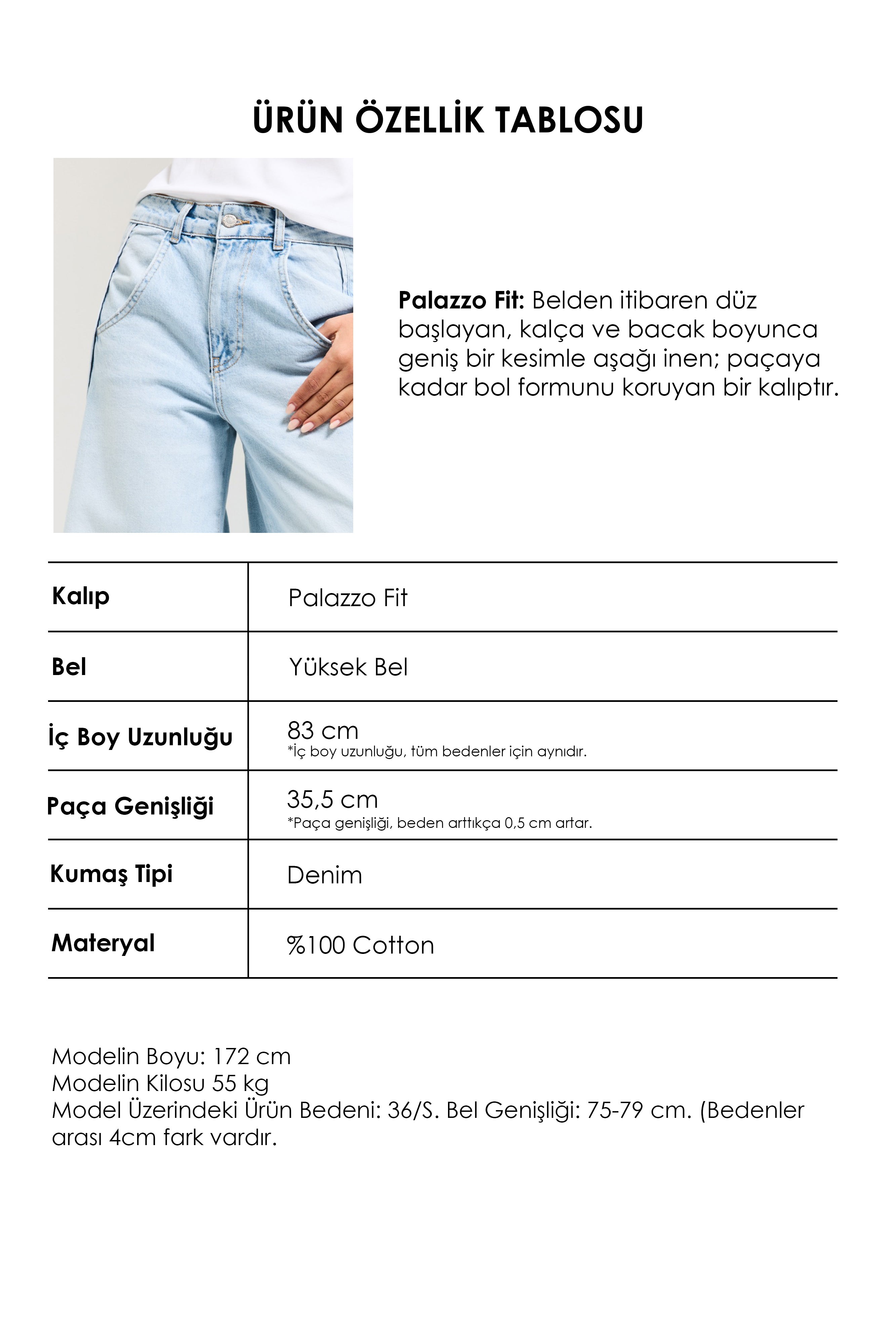 Kadın Ice 12s6-3 Palazzo Fit Yırtık Detaylı Tasarım Denim Jean