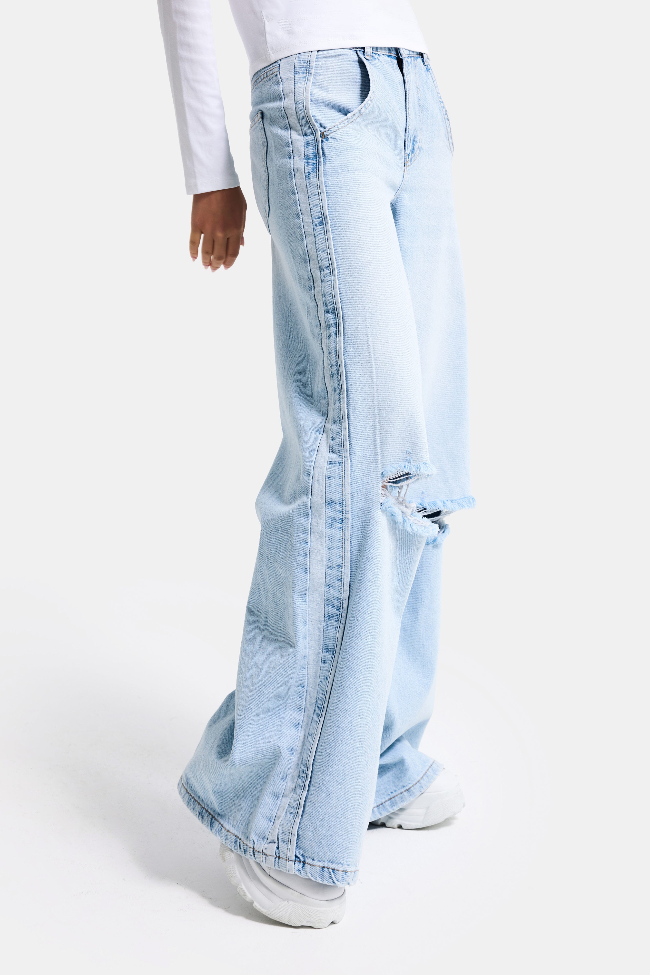 Kadın Ice 12s6-3 Palazzo Fit Yırtık Detaylı Tasarım Denim Jean