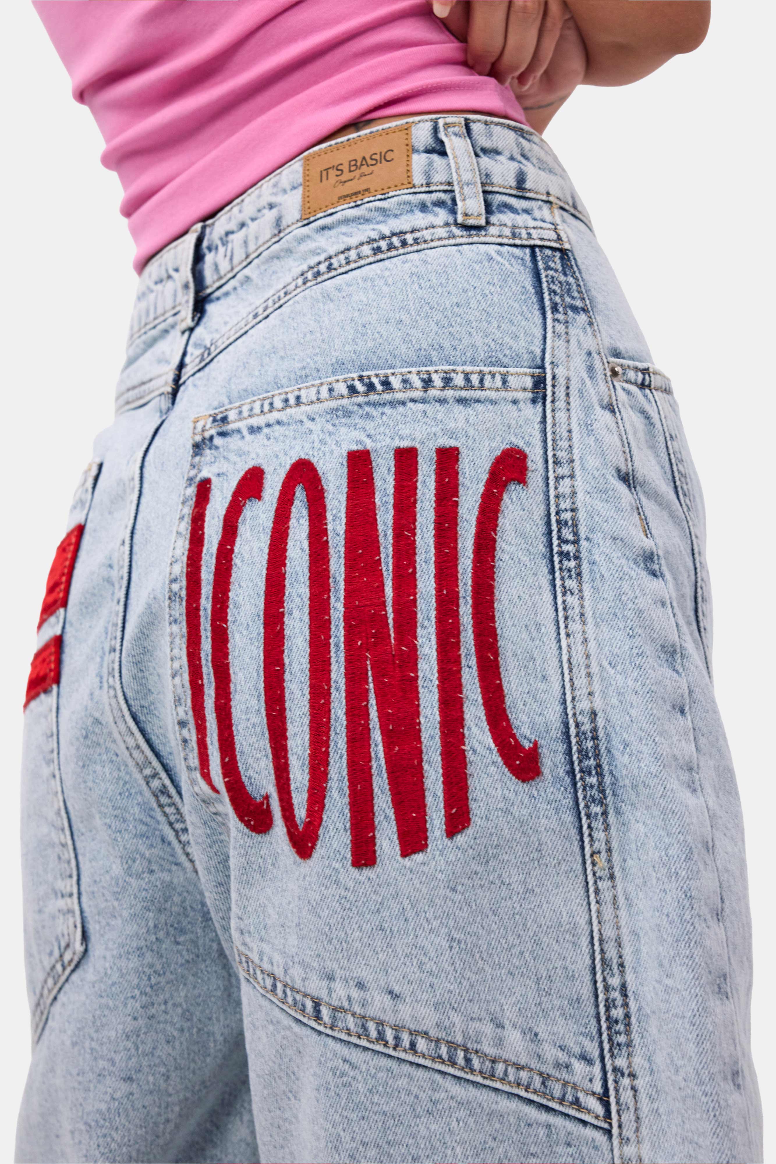 Kadın Ice 3s6-3 Mega Baggy Fit Paça ve Cep Detaylı Özel Tasarım Denim Şort
