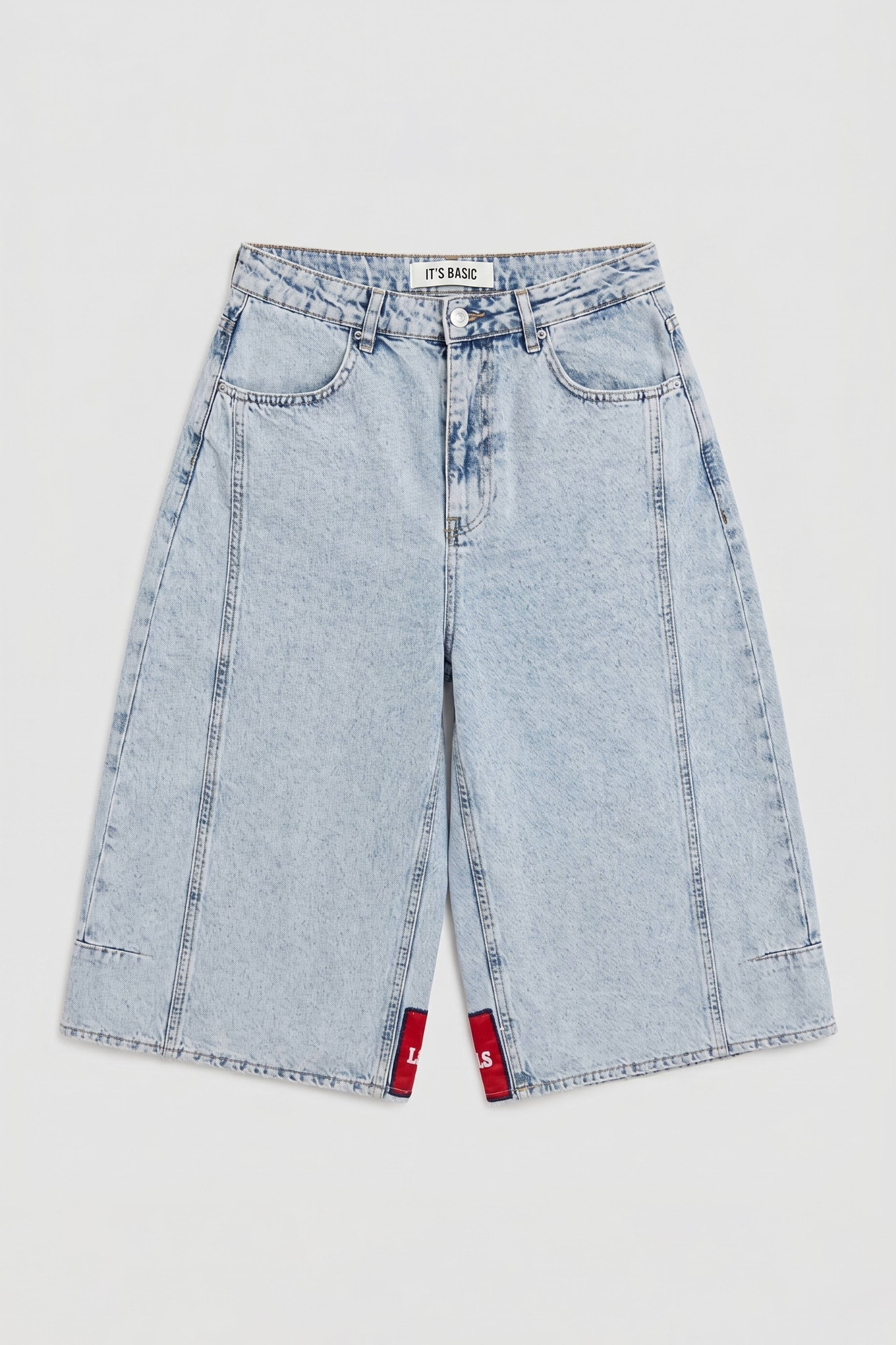 Kadın Ice 3s6-3 Mega Baggy Fit Paça ve Cep Detaylı Özel Tasarım Denim Şort