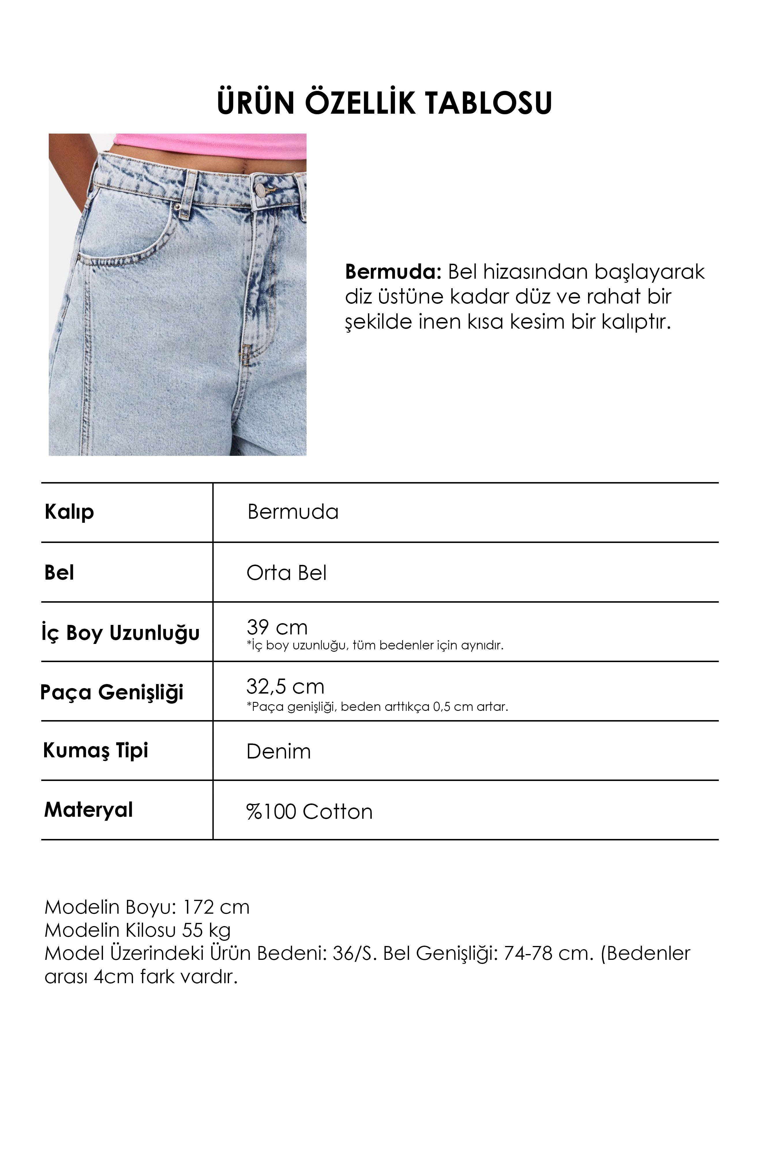 Kadın Ice 3s6-3 Mega Baggy Fit Paça ve Cep Detaylı Özel Tasarım Denim Şort