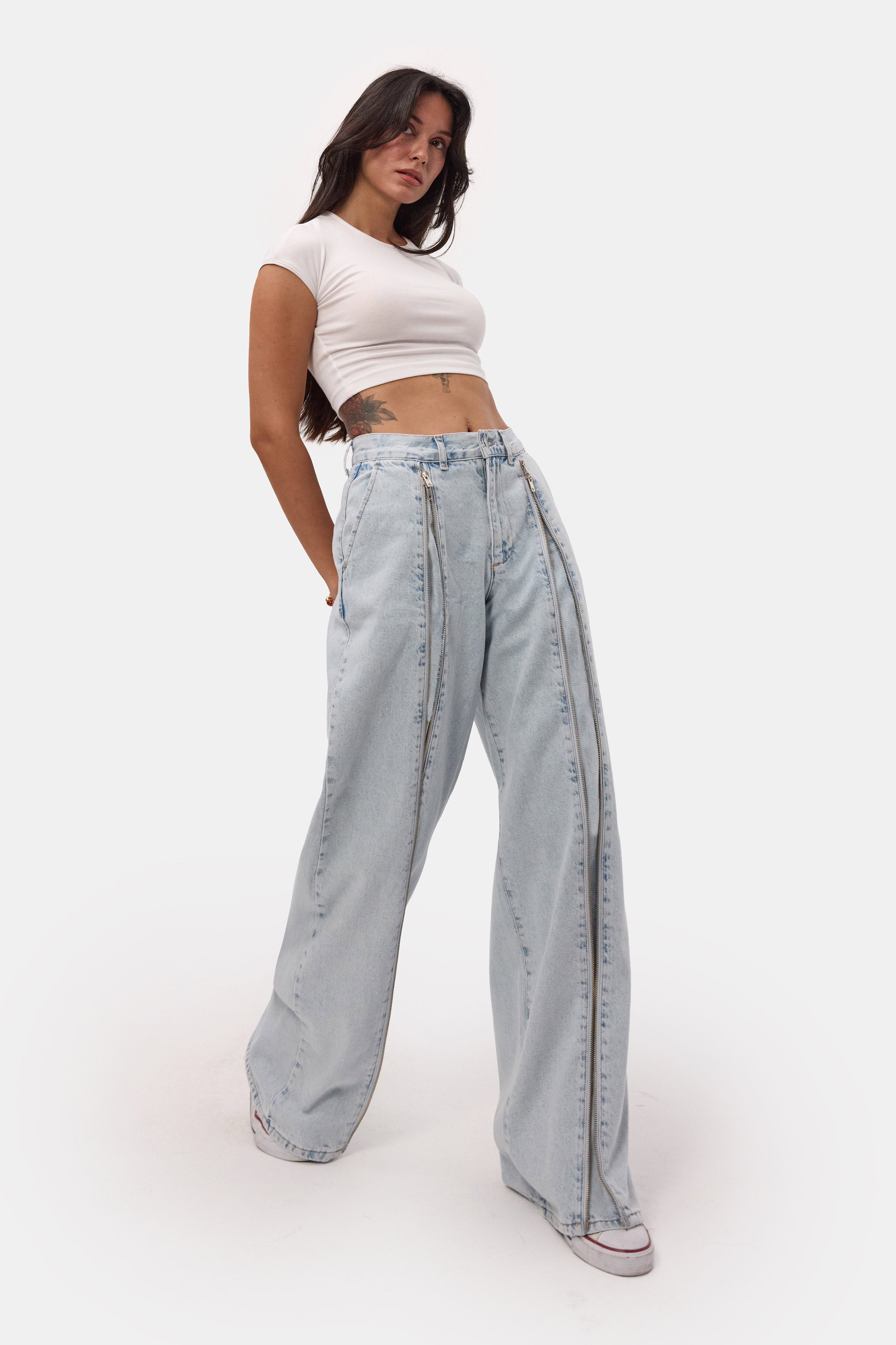 Kadın Ice 3s6-3 Palazzo Fit Özel Tasarım Denim Jean