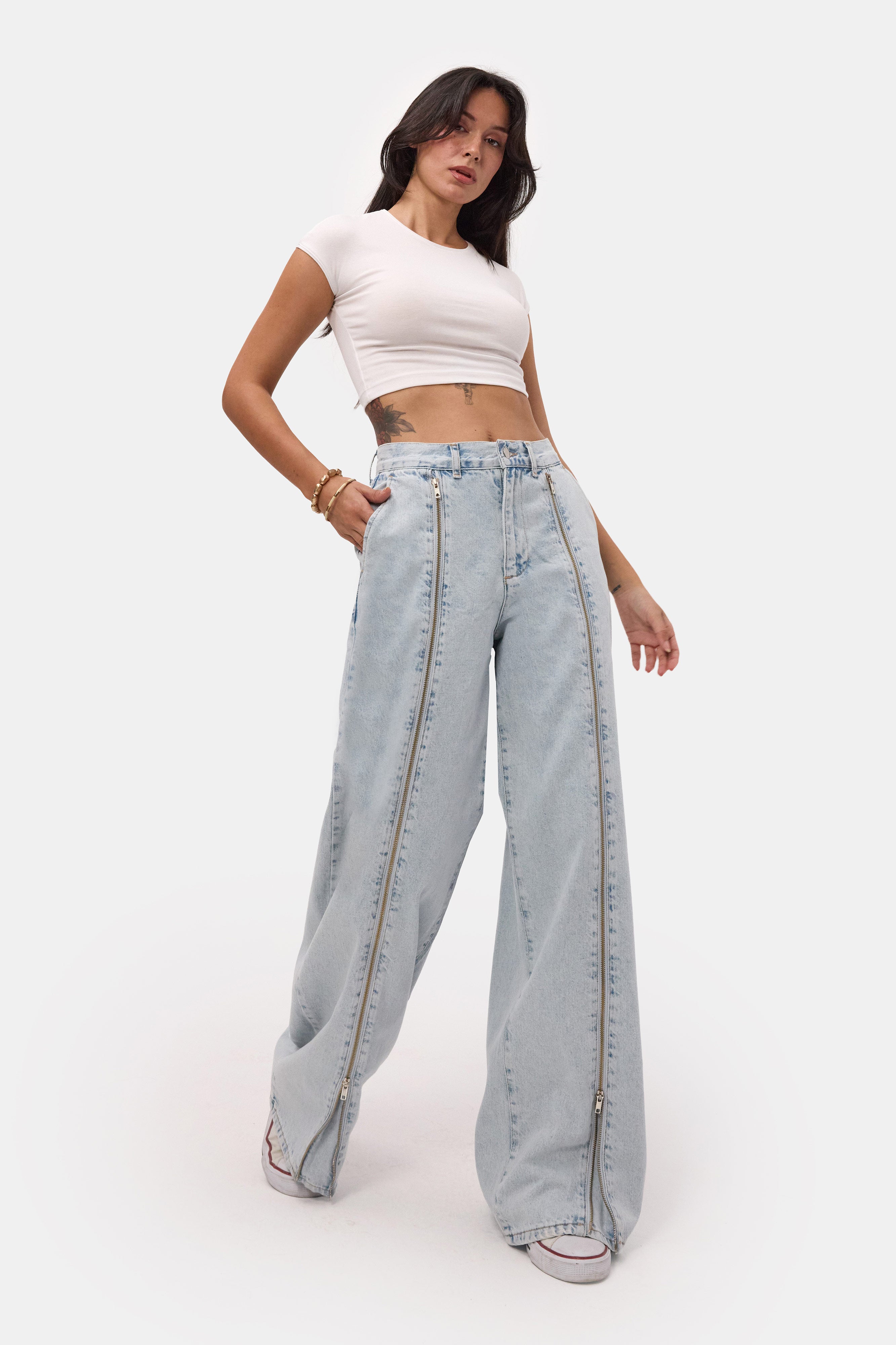 Kadın Ice 3s6-3 Palazzo Fit Özel Tasarım Denim Jean