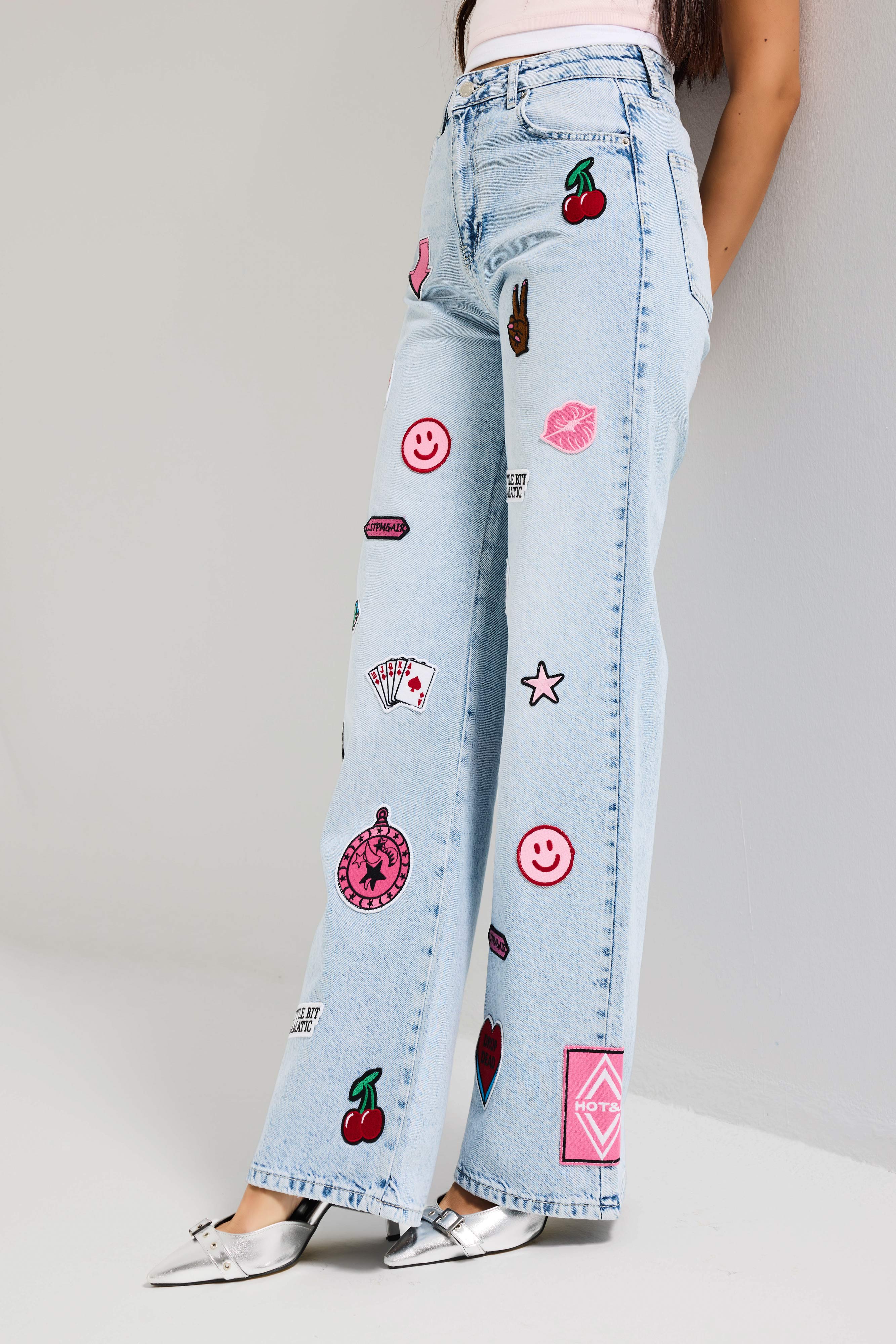 Kadın Ice 4s6-27 Straight Fit Logo ve Nakışlı Özel Tasarım Denim Jean