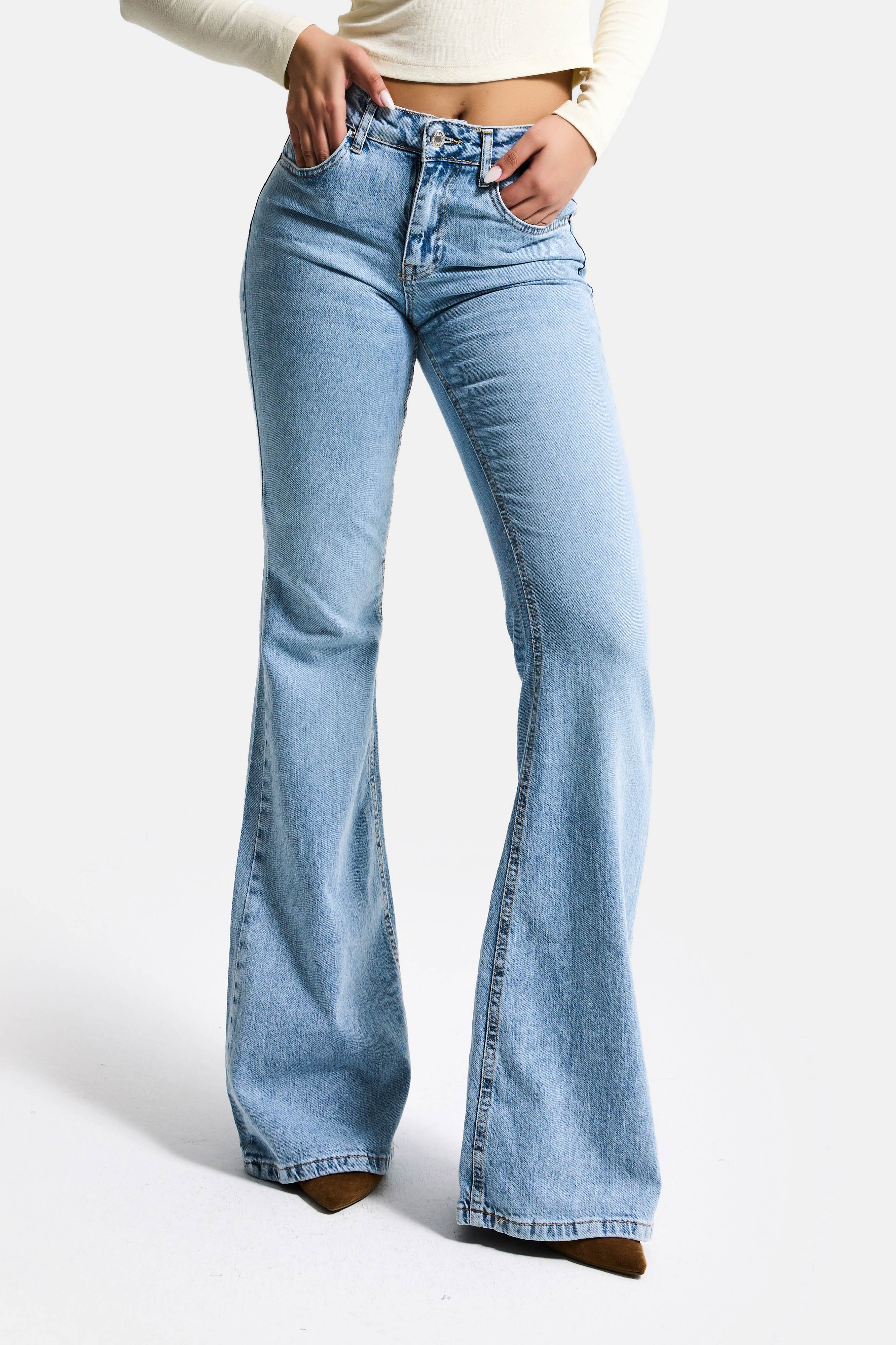 Kadın Ice 4s6-3 Mid Rise Flare Fit Esnek Kumaş Denim Jean