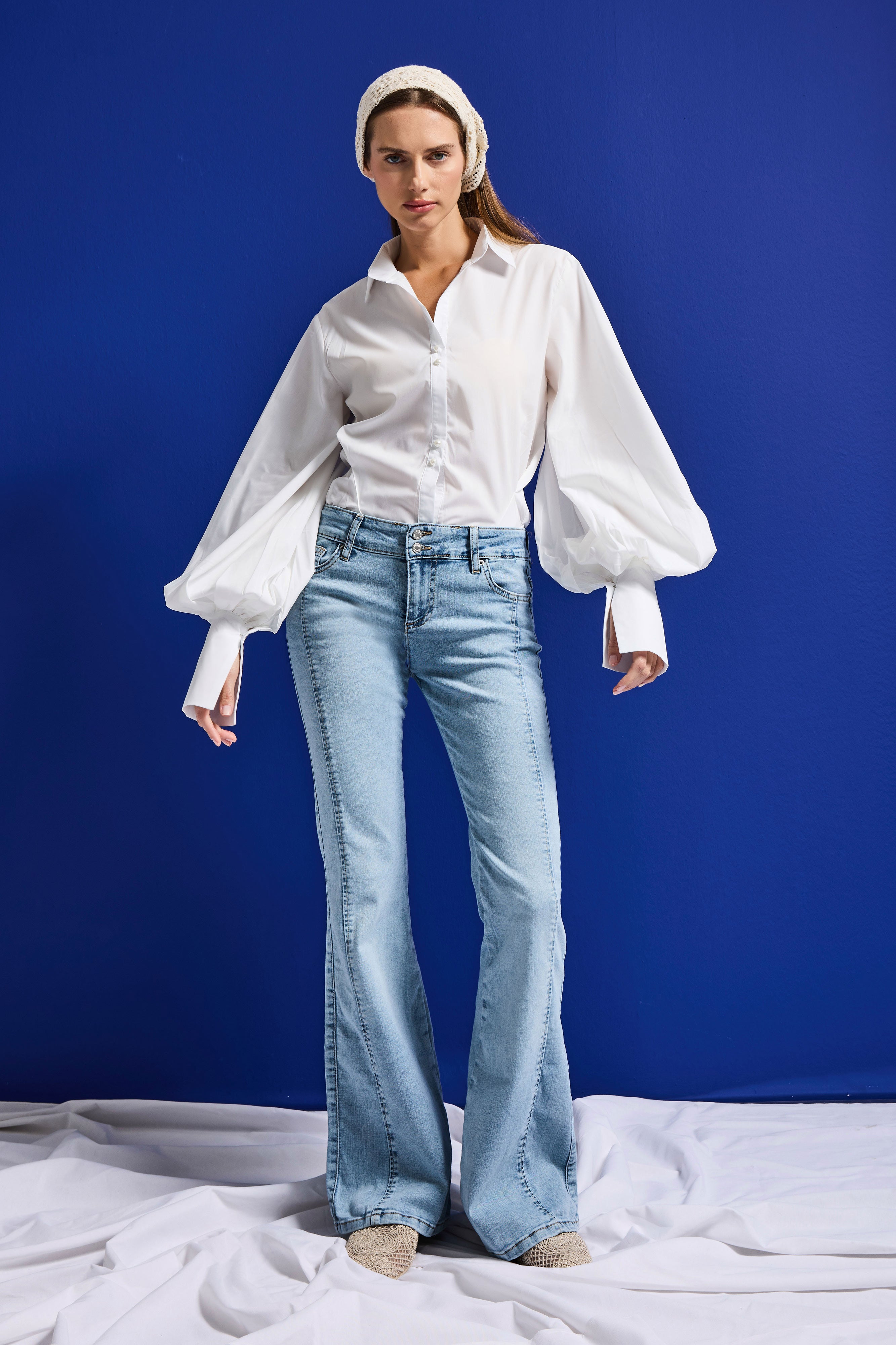 Kadın Ice 4s6-3 SWL Mid Rise Flare Fit Kemer Detaylı Esnek Kumaş Denim Jean