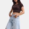 Kadın Ice 4s6-3 Midi Boy %100 Koton Relax Fit Denim Şort